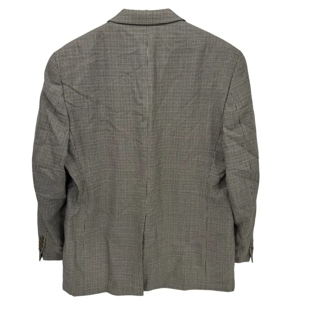 Lauren Ralph Lauren Blazer Mens 42 R‎ Jacket Tan Houndstooth Wool Classic